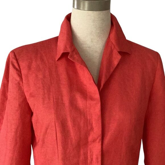 Herman Geist Linen Blend Lined Blazer Jacket Women’s 8 Coral - Picture 2 of 8